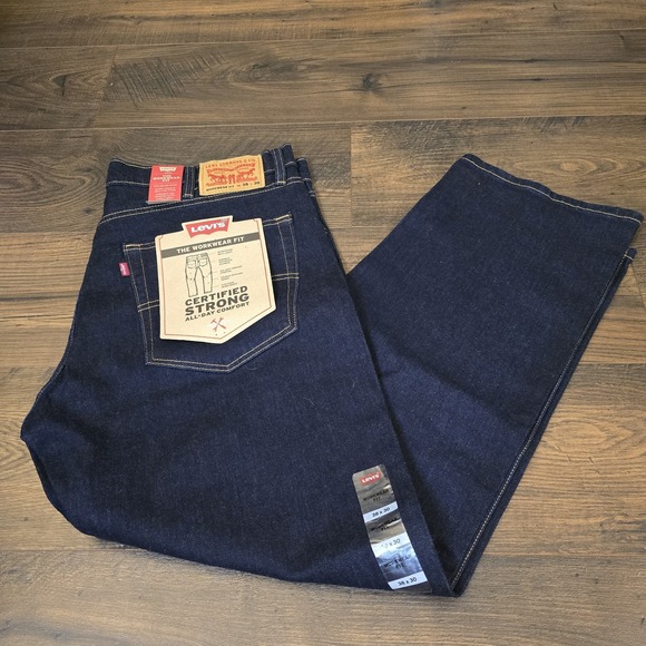 Levis Workwear Fit Straight Leg Jeans Mens 38x30 Blue Denim NWT Bootcut - Picture 2 of 9